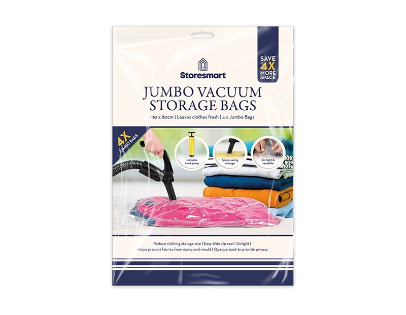 Jumbo Vacuum Storage Bag 110x80cm 4 Pk - EuroGiant