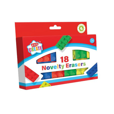 Kids Create 18 Novelty Brick Erasers - EuroGiant