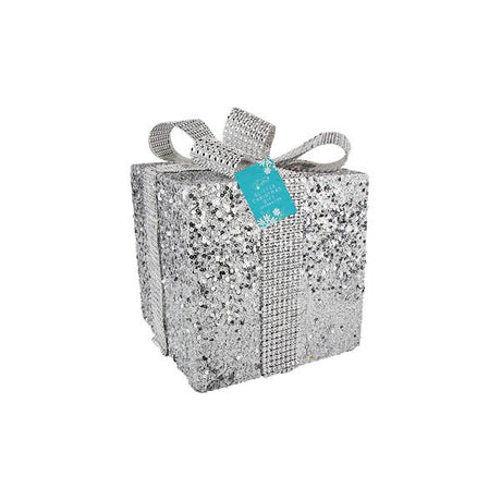 Large Glitter Gift Box Decoration 17x17c - EuroGiant