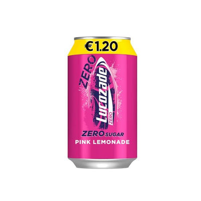 Lucozade Zero Pink Lemonade Can 330ml - EuroGiant