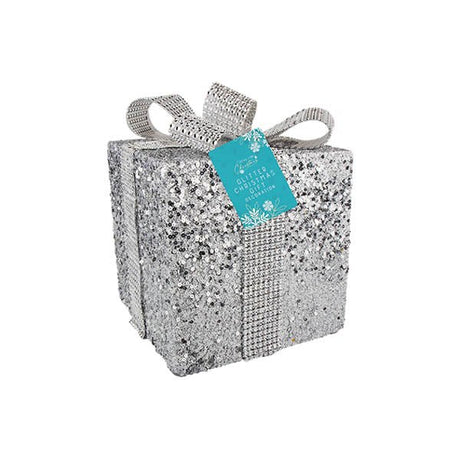 Medium Glitter Gift Box Decoration 11x11 - EuroGiant