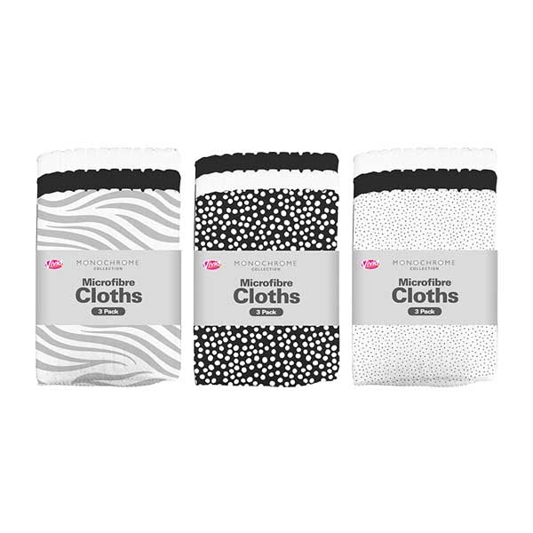 Monochrome Microfibre Cloths 3 Pack - EuroGiant