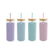 Pastel Glass Bottle With Straw 500ml - EuroGiant