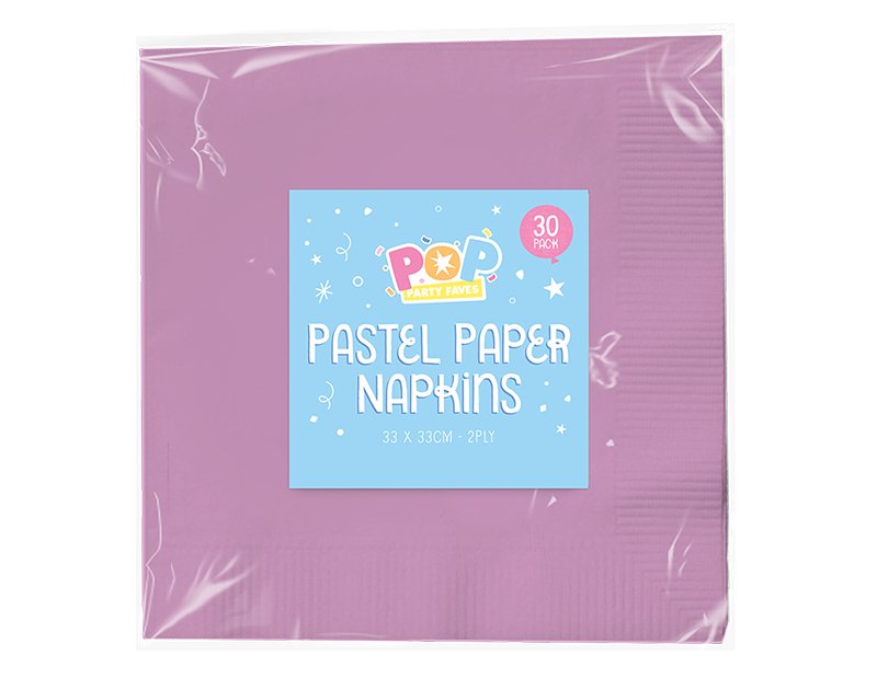 Pastel Paper Napkins 30 Pack - EuroGiant