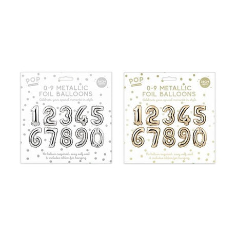 Pop Party 0 - 9 Metallic Foil Balloons - EuroGiant