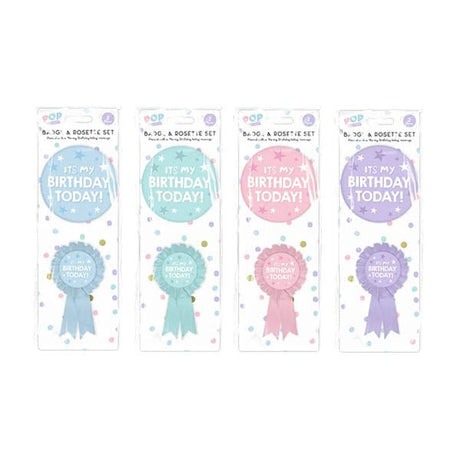Pop Party Badge & Rosette Set 2 Piece - EuroGiant