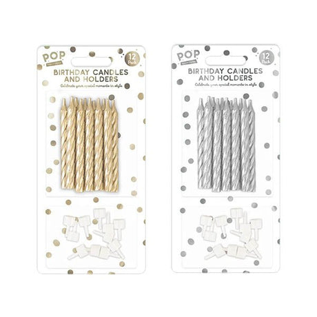 Pop Party Birthday Candles & Holders 12 - EuroGiant