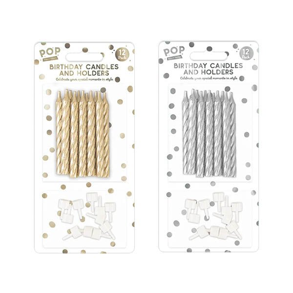 Pop Party Birthday Candles & Holders 12 - EuroGiant