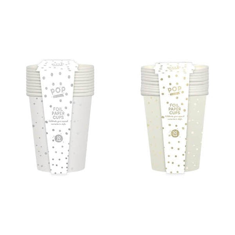 Pop Party Metallic Foil Paper Cups 10 Pack - EuroGiant