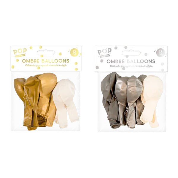 Pop Party Metallic Ombre Balloons 12 Pac - EuroGiant