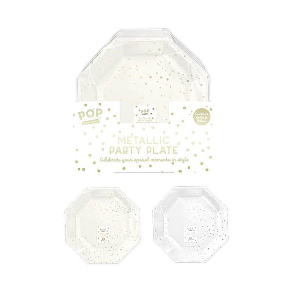 Pop Party Metallic Party Plates 15 Pack - EuroGiant