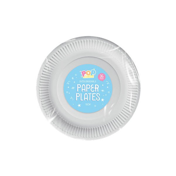 Pop Party Paper Plates 18cm 36 Pack - EuroGiant