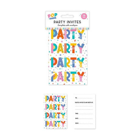 Pop Party - Party Invites 16 Pack - EuroGiant