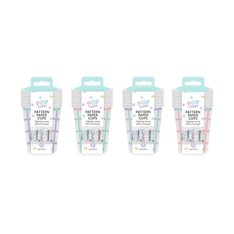 Pop Party Pattern Paper Cups 8 Pack - EuroGiant