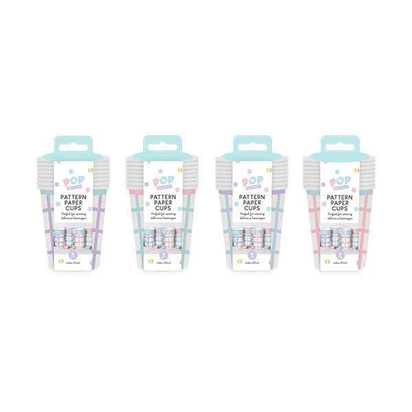 Pop Party Pattern Paper Cups 8 Pack - EuroGiant