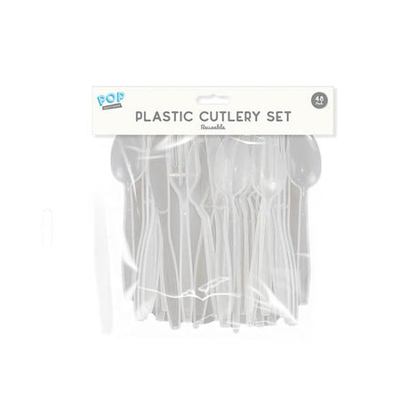 Pop Party Plastic Cutlery Reusable 48 Pk - EuroGiant
