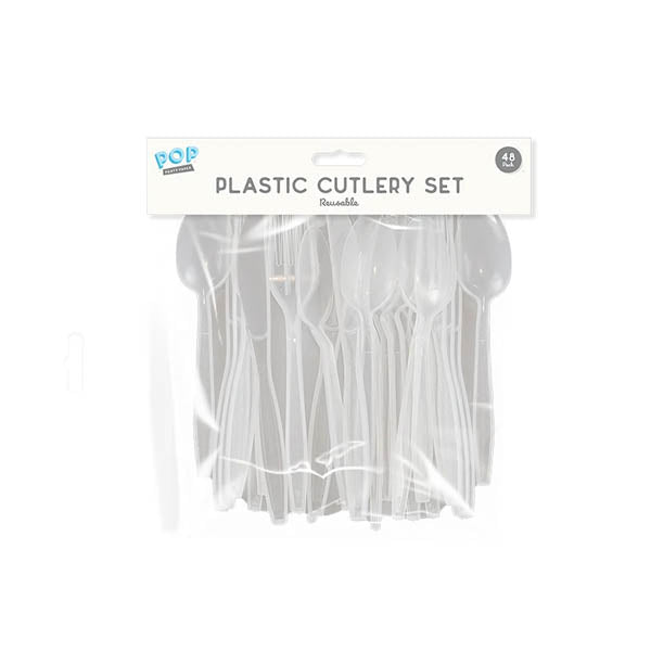 Pop Party Plastic Cutlery Reusable 48 Pk - EuroGiant