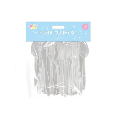 Pop Party Plastic Cutlery Reusable 48 Pk - EuroGiant