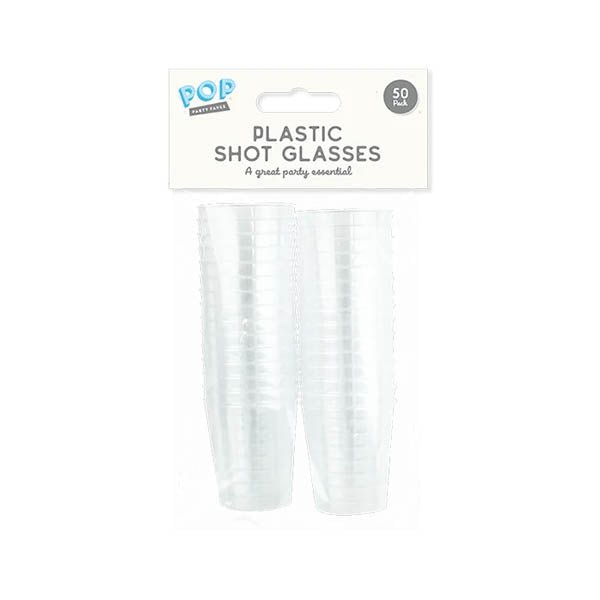 Pop Party Plastic Shot Glasses 50 Pack - EuroGiant
