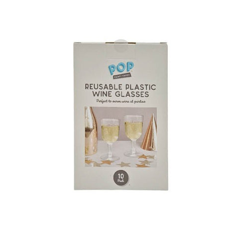 Pop Party Reusable Plastic Wine Glasses - EuroGiant