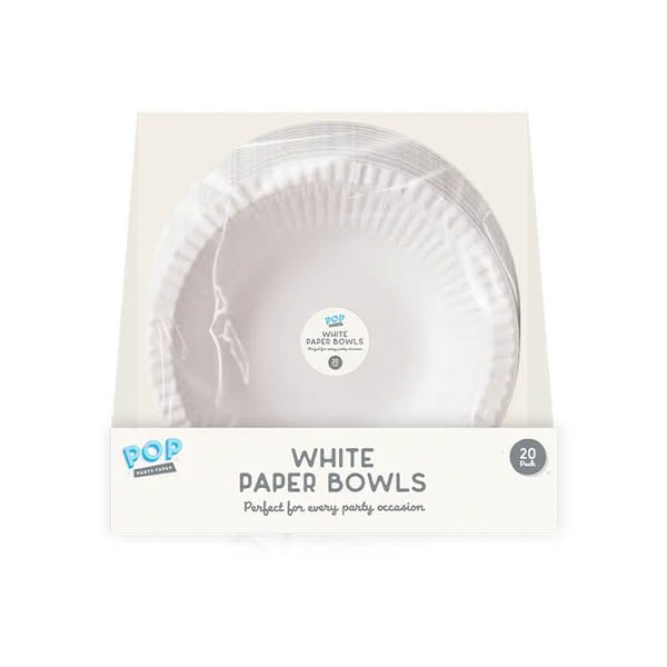 Pop Party White Paper Bowls 20 Pack - EuroGiant