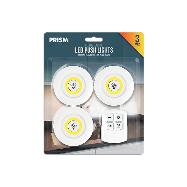 Prism Remote Control Push Lights 3 Pk - EuroGiant