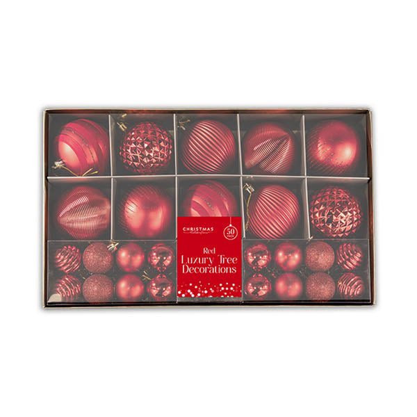 Red Luxury Tree Decorations 50 Pack - EuroGiant