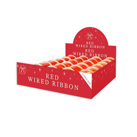 Red Wired Ribbon 2.7M X 5CM - EuroGiant
