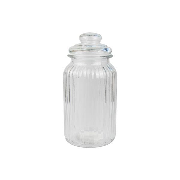 Ribbed Glass Jar With Lid1295ml - EuroGiant