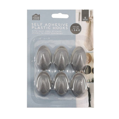 Self Adhesive Plastic Hooks 6PK - EuroGiant