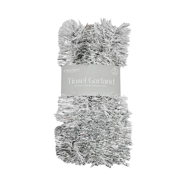 Silver Star Tinsel Garland 6.5 Metre - EuroGiant