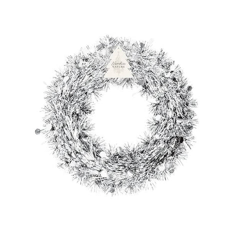 Silver Tinsel Christmas Wreath 28cm - EuroGiant