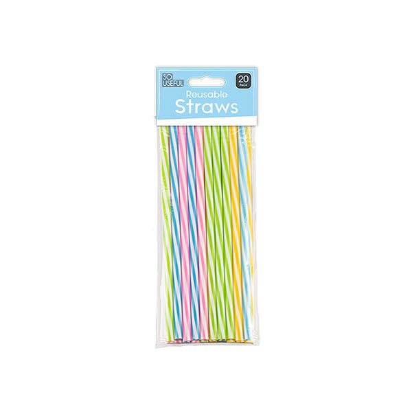 So Useful Reusable Straws 20 Pack - EuroGiant