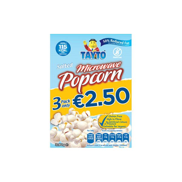 Tayto Microwave Popcorn Salted Low Fat 3 - EuroGiant