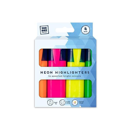 The Box Everyday Neon Highlighters 4 Pk - EuroGiant