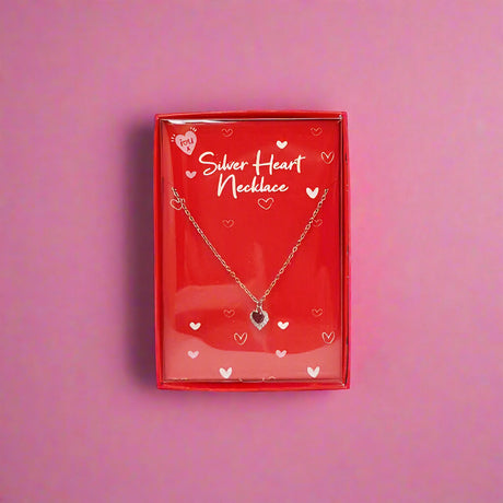 Valentines Day Silver Heart Necklace - EuroGiant