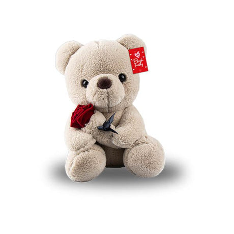 Valentines Plush Teddy With Rose 27cm - EuroGiant