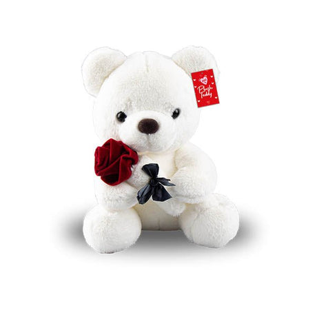 Valentines Plush Teddy With Rose 27cm - EuroGiant