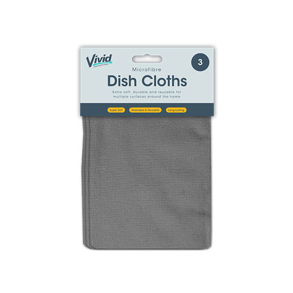 Vivid Microfibre Dish Cloths 3 Pack - EuroGiant