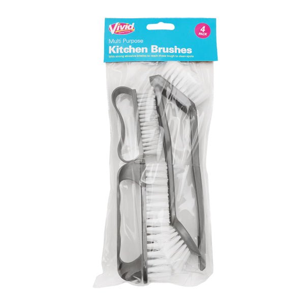 Vivid Multi Purpose Kitchen Brushes 4 Pack - EuroGiant