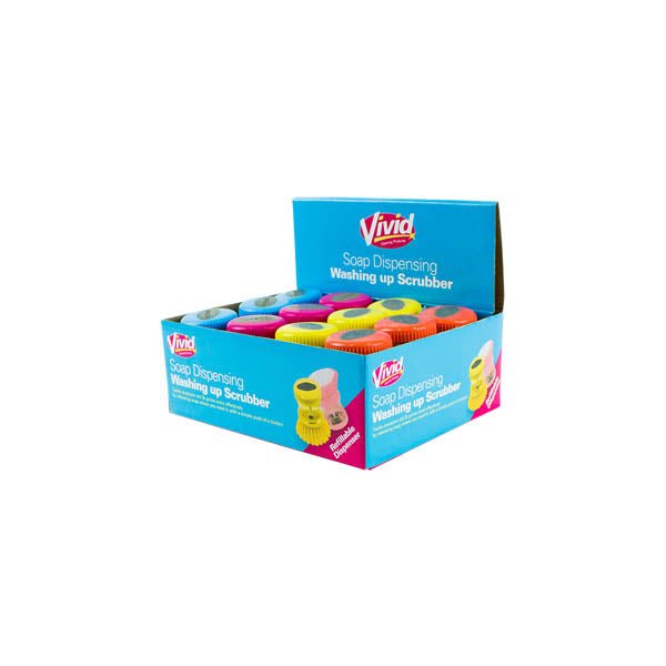 VIVID SOAP DISPENSING WASHING UP SCRUB ASSORTED COLOURS - EuroGiant