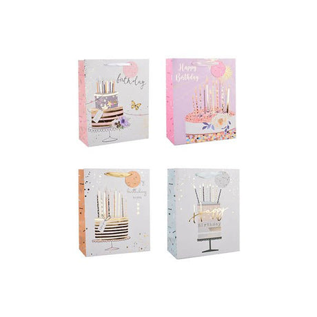 Womens Foiled Birthday Cake Gift Bag - EuroGiant