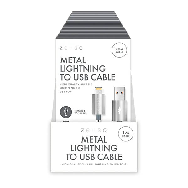 Zenso Metal Lightning To Usb Cable 1 Met - EuroGiant