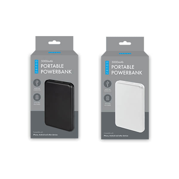 Zenso Portable Powerbank 5000mAh assorted colours - EuroGiant