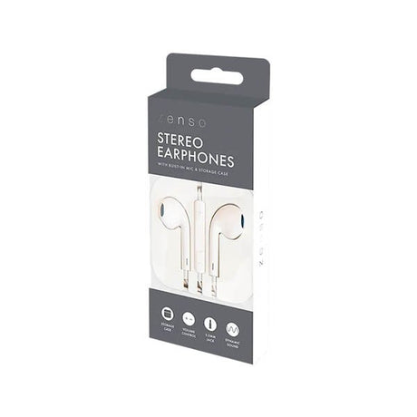 Zenso Stereo Earphones With Mic & Case - EuroGiant