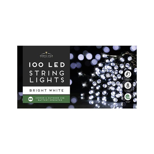 100 Led String Lights B/o Bright White - EuroGiant