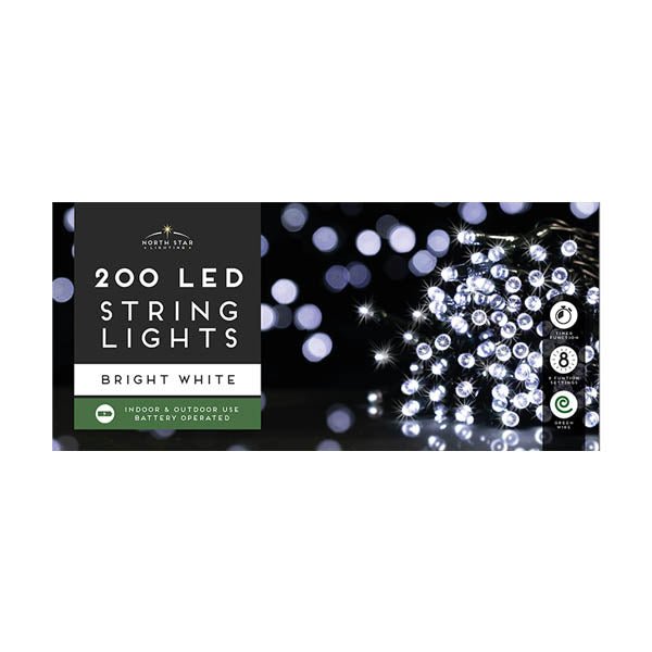 200 Led String Lights B/o Bright White - EuroGiant