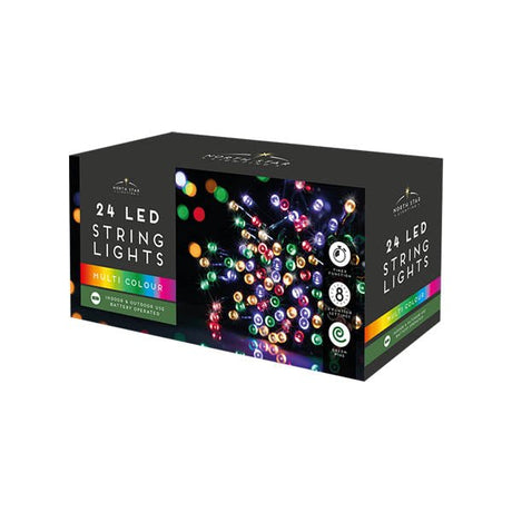 24 Led String Lights B/o Multi Coloured - EuroGiant