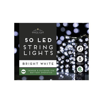 50 Led String Lights Bright White B/o - EuroGiant
