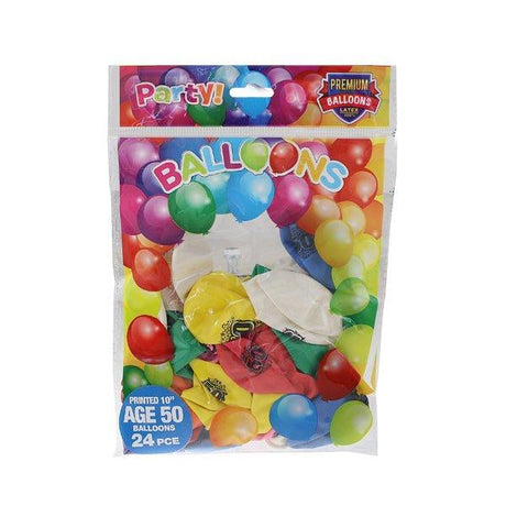 Balloons 24 Pk Age 50 - EuroGiant